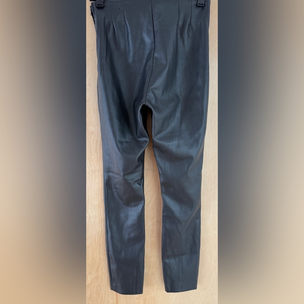 Zara Black Faux Leather High-Waist Leggings - Picture 6 of 12